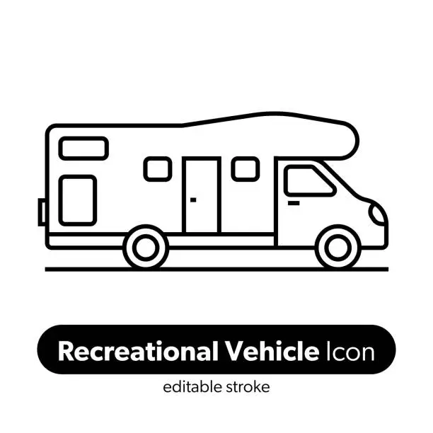 Vector illustration of Recreational Vehicle Line Icon. Editable Stroke Vector Icon.