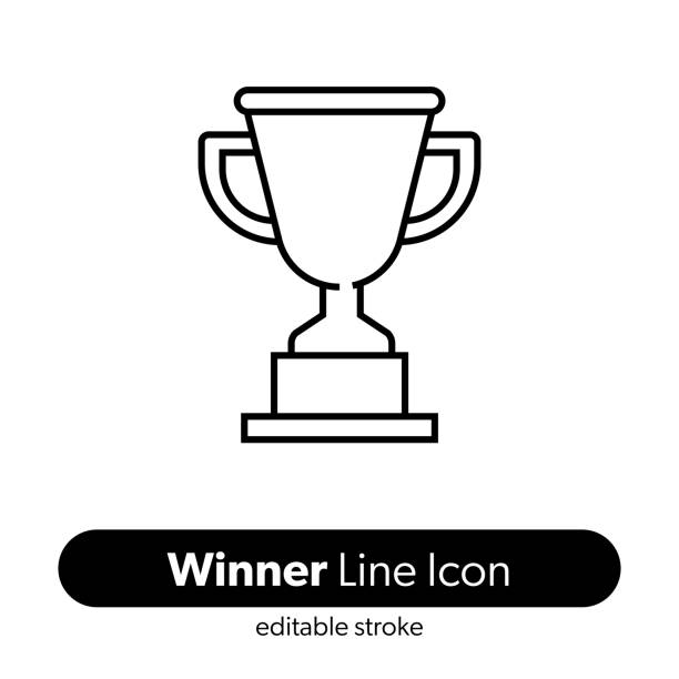 stockillustraties, clipart, cartoons en iconen met winner line icon. editable stroke vector icon. - trofee