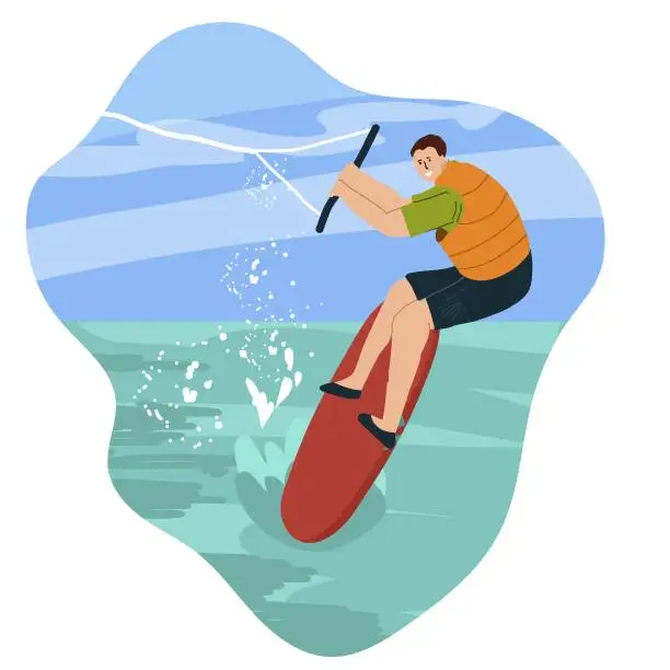 Vector illustration of People do summer water sports. Flat graphic vector illustration isolated on white background