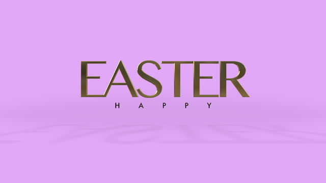 Blissful vibes golden Happy Easter text on purple background