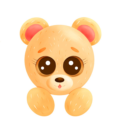 Cute little bear character illustration on white background