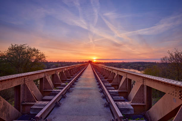 Moerputten old railway bridge in Den Bosch,  The netherlands during sunset.