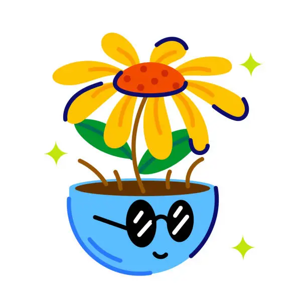 Vector illustration of Sunflower Pot