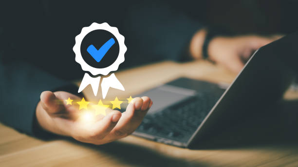 istock Customer service and Satisfaction concept ,Business people are touching the virtual screen on the happy Smiley face icon to give satisfaction in service, rating very impressed. 2047926886