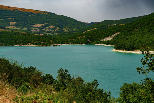 Lake of Fiastra, in Macerata province, Marche, Italy, at summer