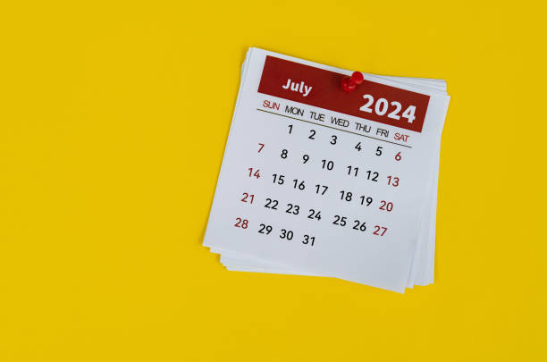 istock 2024 July calendar on yellow background 2047962437