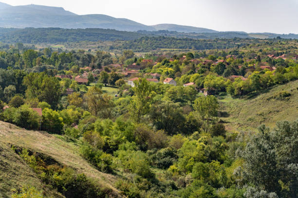 Mountain village in the mountain valley in Serbia.
