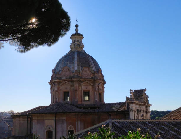 View from Capitoline Hill. Roman Forum, a rectangular plaza surrounded by the ruins of several important ancient buildings.
