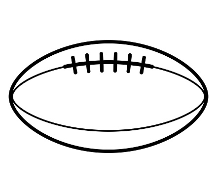 American football Rugby ball - black and white vector silhouette symbol illustration, isolated on white background