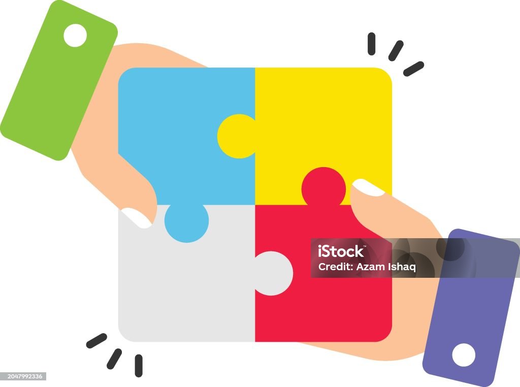 Joining Puzzle Pieces Symbolized Breakthrough Solution Concept ...