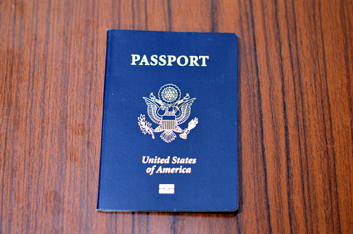 The United States of American passport, passports are issued to the American citizens and nationals, Travel, tourism concept, American visa and traveling to other countries, USA passport documentation, selective focus