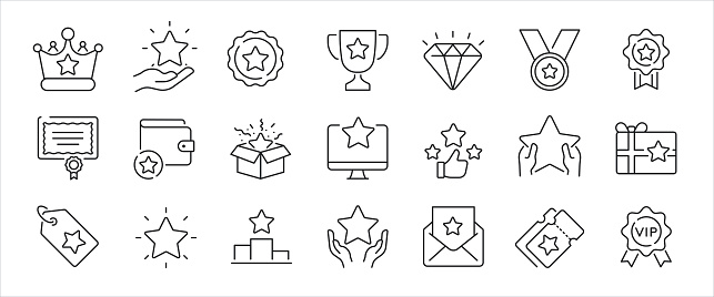 Award simple minimal thin line icons. Related success, achievement, champion, prize. Editable stroke. Vector illustration.
