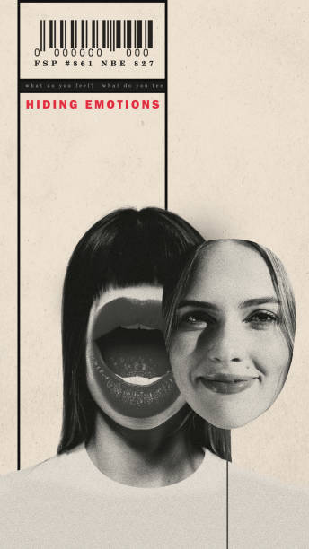 istock Female face with open mask and mask with smiling happy face. Diversity in inner and outer self. Conceptual creative design. 2048042997