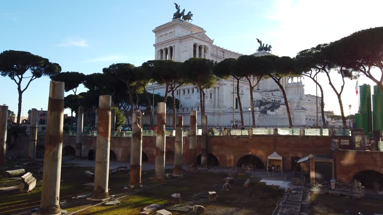 The eternal city: Rome, imperial forums with the Altare della patria in the background