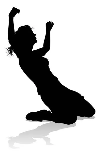 Vector illustration of Female Soccer Football Player Woman Silhouette