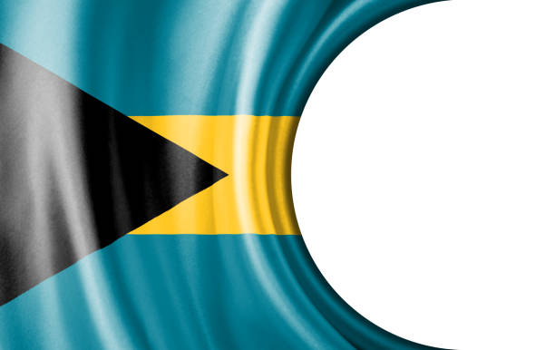 Abstract illustration, Bahamas flag with a semi-circular area White background for text or images.