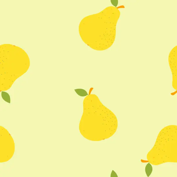 Vector illustration of Yellow pears isolated on a yellow background. Seamless pattern.