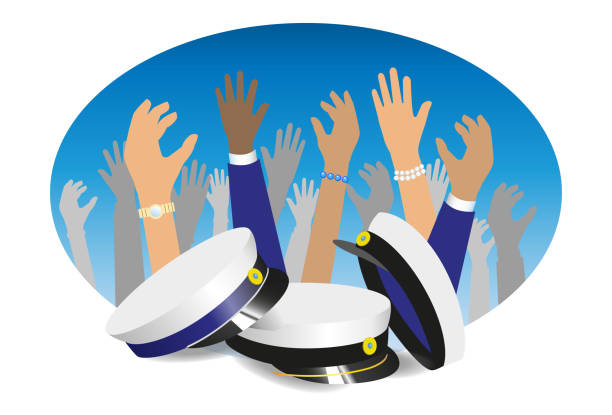 Celebrating "Studenten", graduation from high school. Hands in the air, happy graduation students. Celebrating "Studenten", the finish from Gymnasium. Traditional Swedish graduation caps. studenten stock illustrations