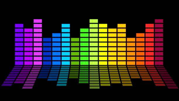 Multicolor bar chart rainbow colors of several segments with reflection - 3D Illustration