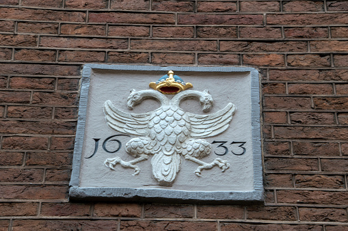 Facade Stone Double Eagle At The Sint Luciensteeg At Amsterdam The Netherlands 3-10-2018