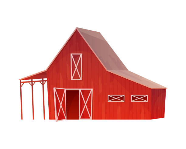 istock Red farm barn, hay storage building, chicken coop or horse stall 2048160632