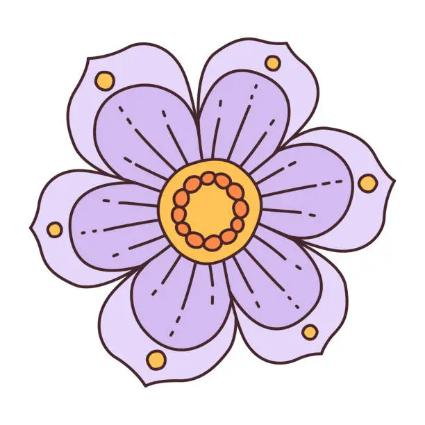 Vector illustration of Lilac flower. Doodle style isolated on white background