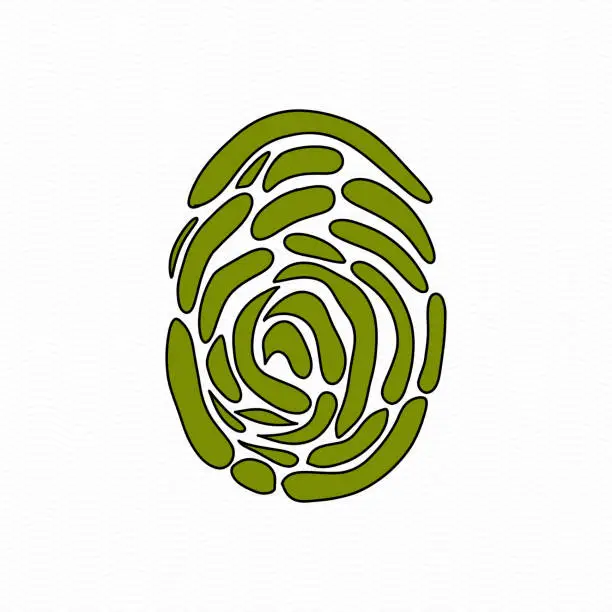 Vector illustration of Green fingerprint. Think Green. Ecology Concept