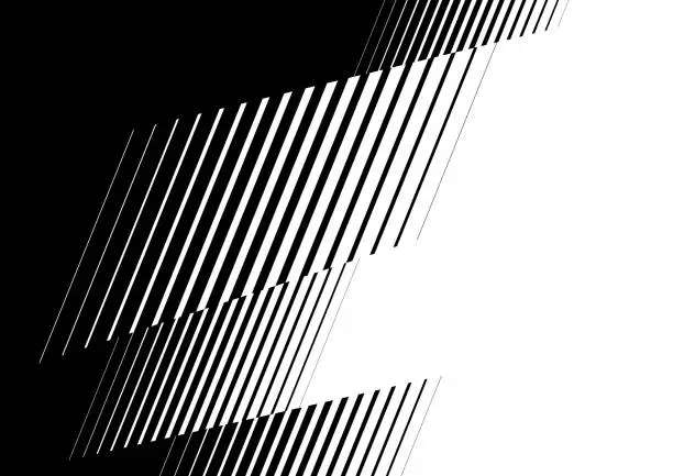 Vector illustration of Vector abstract black to white grids thin broken lines trendy transition Toned image background