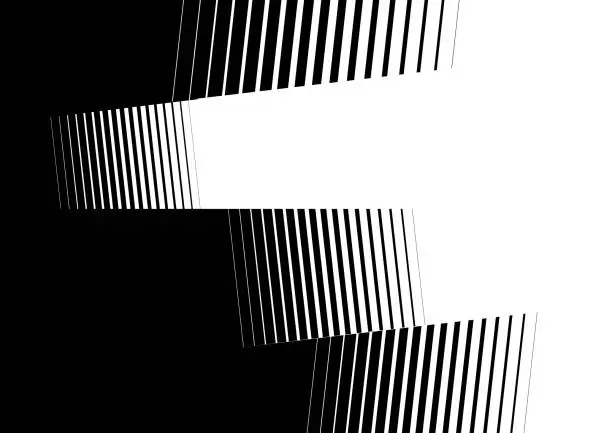 Vector illustration of Vector abstract black to white grids thin broken lines trendy transition Toned image background