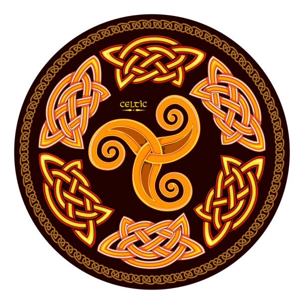 istock Triple trickle Celtic spiral ornament. Celtic knot pattern. Ancient Irish symbol. Ethnic magic sign. Old triskelion vintage. Print for logo, icon, coin, tattoo. Circle decoration. Vector illustration. 2048212776