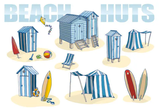 Vector illustration of Cabines de plage
