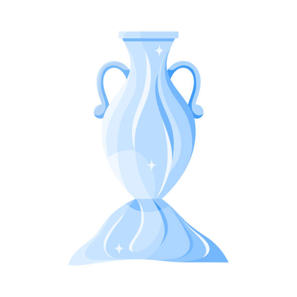 ilustrações, clipart, desenhos animados e ícones de escultura de gelo de ânfora grega, vaso congelado e jarra para vinho - ice carving sculpture chisel