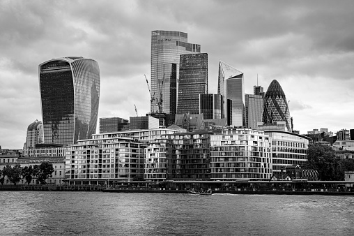 A picture of London's Canary Wharf skyline.