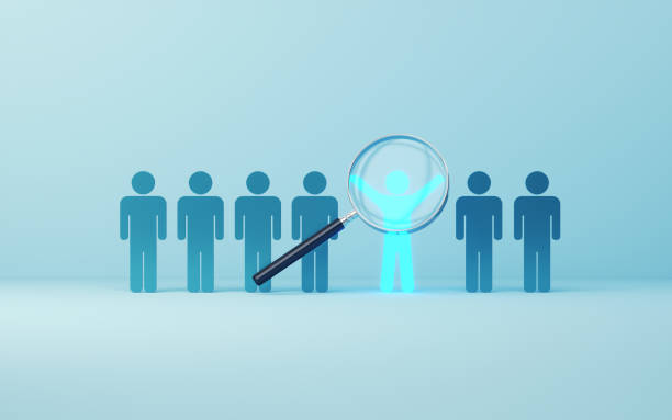 istock Leader Election with Magnifying Glass Among Crowd on Blue Soft Background 2048281966