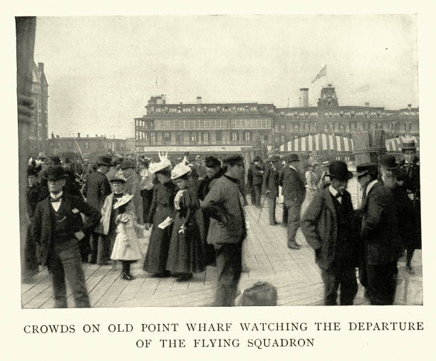istock Crowds on Old Point Wharf watching the departure of Commodore Schley's Flying Squdron, Spanish–American War, 1890s 19th Century Military History 2048310315