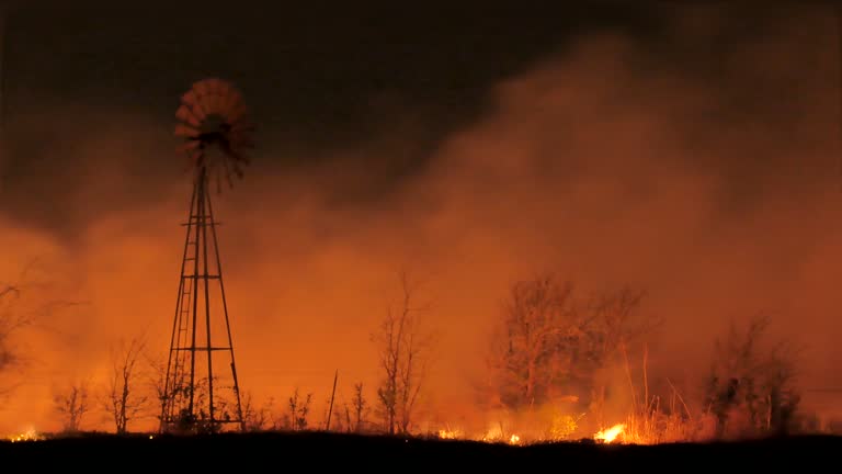 Wild Fire Windmill Left With Heat Waves Mid