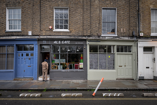 Bermondsey, London, UK: Al's Cafe, one of many small cafes, restaurants and coffee shops along Bermondsey Street in the London borough of Southwark.