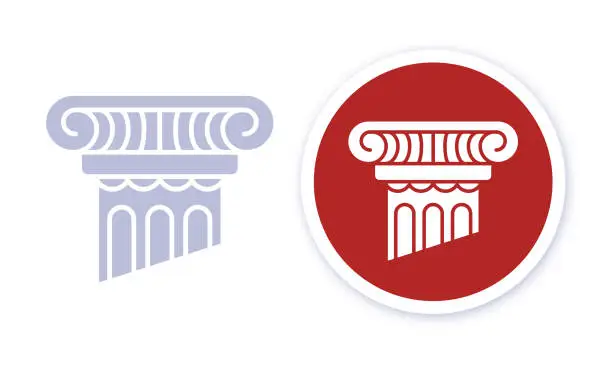 Vector illustration of Column Pedestal Legal Law Firm Line Icon Symbol