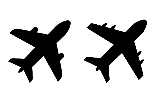 Air plane vector silhouette icons on white background