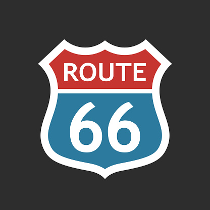 Route 66 vector sign over black background