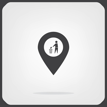 Vector : map pointer icon with trash