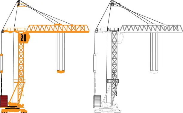 Vector illustration of construction site with crane