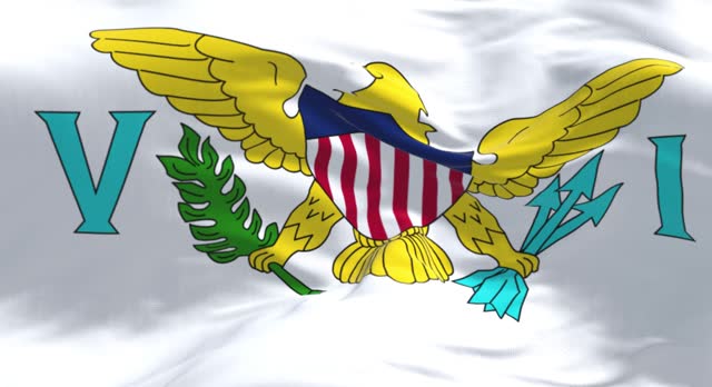 Close-up of United States Virgin Islands flag waving