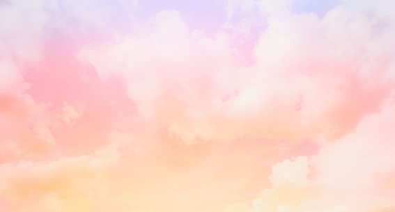 The subtlety of the soft faded clouds  On the pastel gradient sky background  Beautiful combinations of pink, orange, red, purple, yellow and blue.