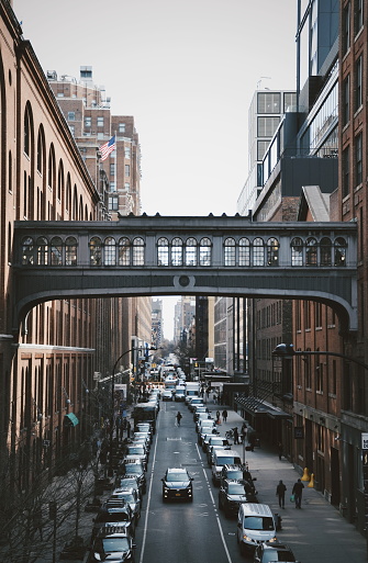 bridge between two Manhattan buildings in New York on February 16, 2020