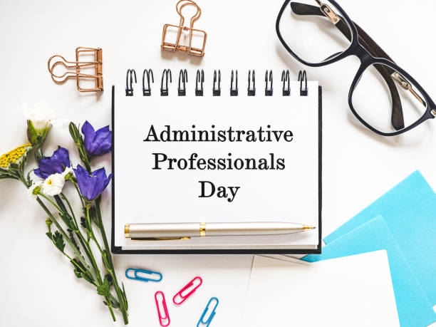 istock Happy Administrative Professionals Day. Notepad with congratulatory inscriptions 2048528809