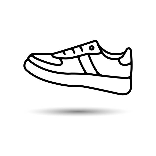 кроссовки линия обуви значок векторный дизайн. - спортивный ботинок stock illustrations