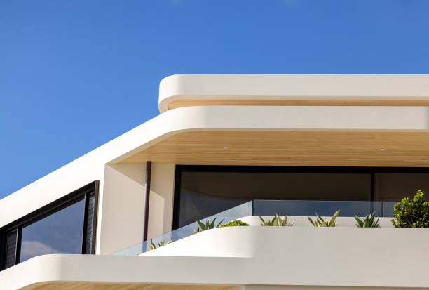 istock Closeup top part of modern new house, background with copy space 2048558442