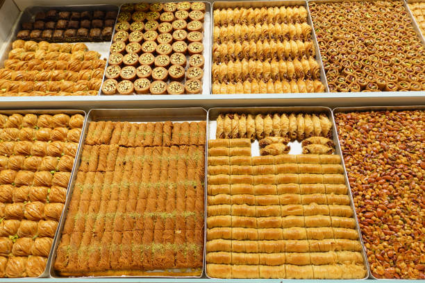 turkish dessert baklava selling at shop ,
