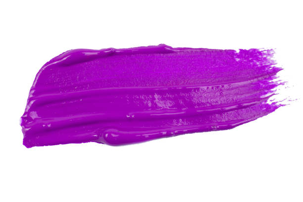 Acrylic stain paint brush stroke purple. Hand-drawn element on a bleached background.